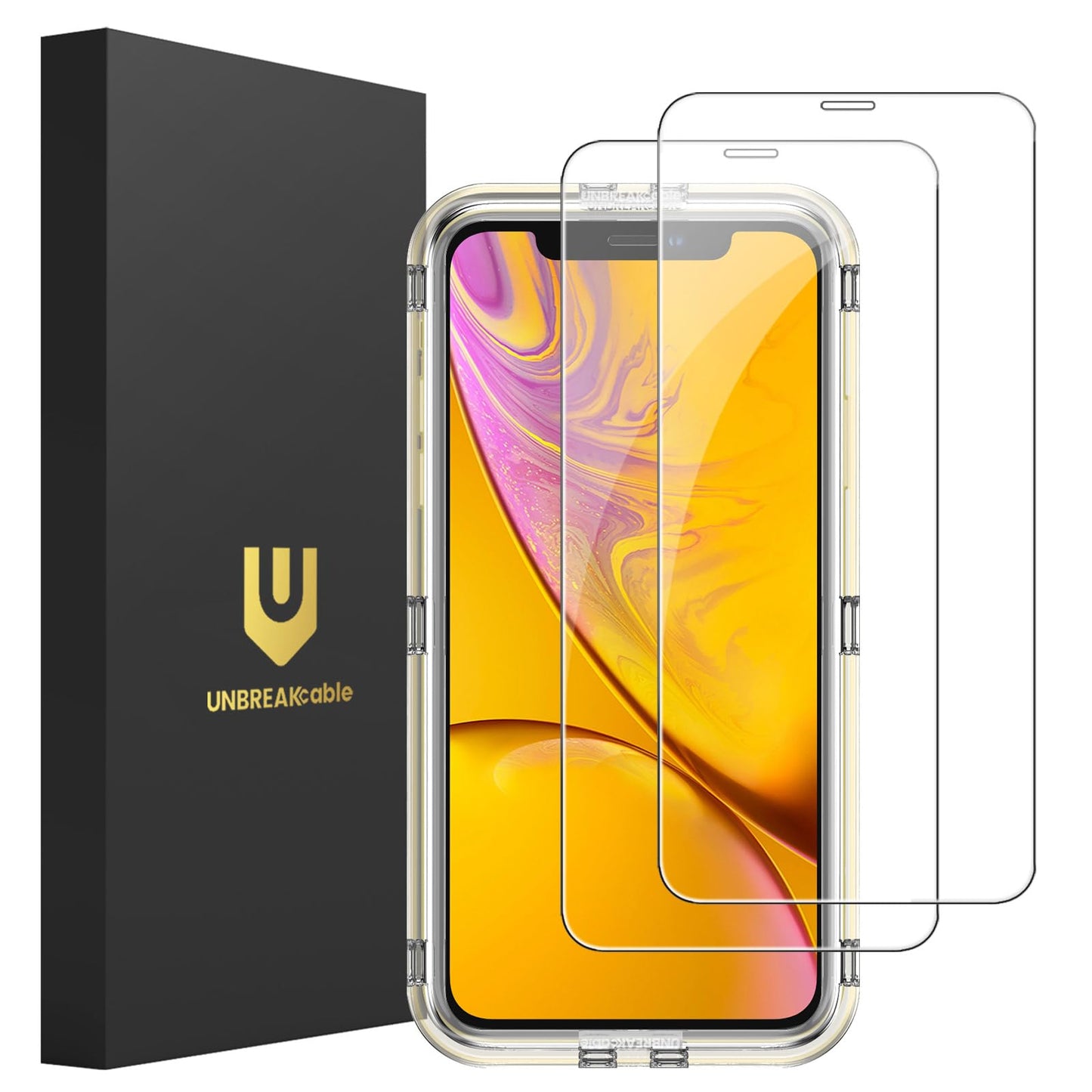 UNBREAKcable 2-Pack Screen Protector for iPhone 16e/13/13 Pro/14, Double Shatterproof Tempered Glass [Easy Installation] [9H Hardness] [99.99% HD] [Case Friendly] for Apple 13 Pro/13/14/16e 6.1 inch