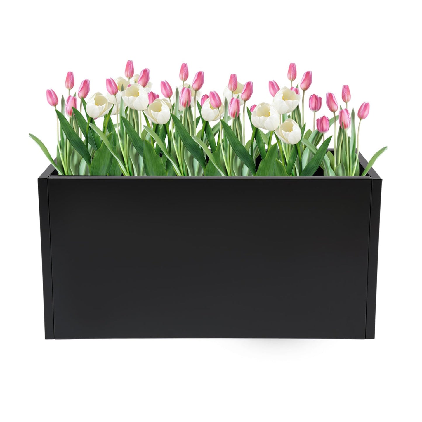 Ginelm 38”L x 15”W x 15”H Metal Long Planter Box for Outdoor Plants Large Rectangular Planter Boxs Spliced Flower Pot for Flowers Garden
