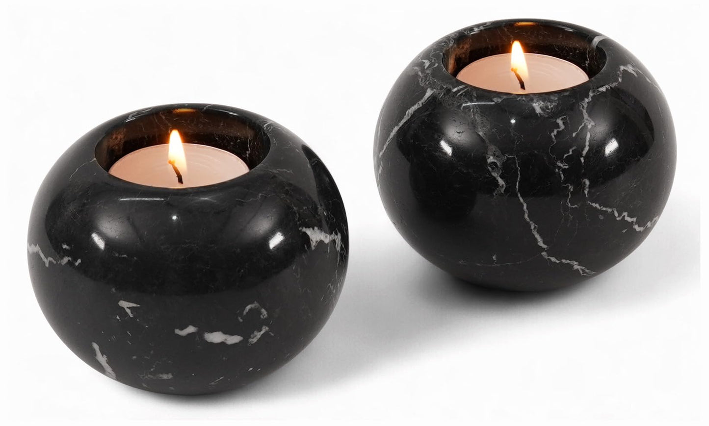 SPESHSTONES Marble Tealight Candle Holder 3-Inch Handmade Black Mini Votive Holder for Table Centerpieces, Earthy Room Decor, Decorative Candle Holder for Wedding Gifts