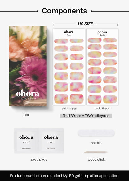ohora Bundle Set (N Addict Starter Kit) - Red Solid Gel Nail Strips with UV/LED Lamp and Mini Remover, Salon-Quality, Long Lasting, Easy to Apply & Remove - Includes Prep Pads, Nail File, Wooden Stick
