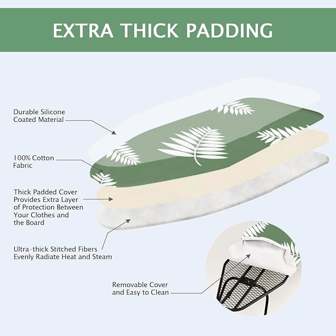 SheeChung 12.5"x32" Small Ironing Board Cover and Pad, Fits Mini Table Top