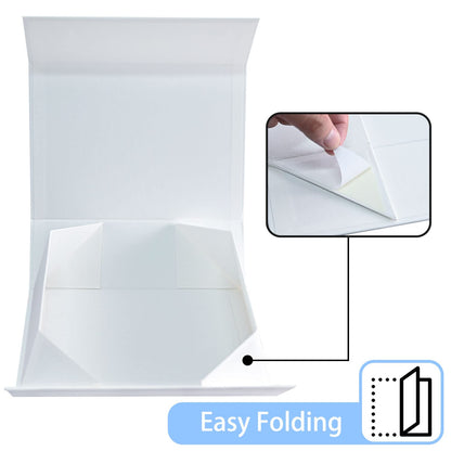 LIFELUM White Gift Box 13.85 x 8.35 x 4.45 inch Gifts Box for Bridesmaid Proposal Gifts for Wedding with Card, Ribbon, Shredded Paper Filler Shirt Boxes for Presents (1 Pcs)