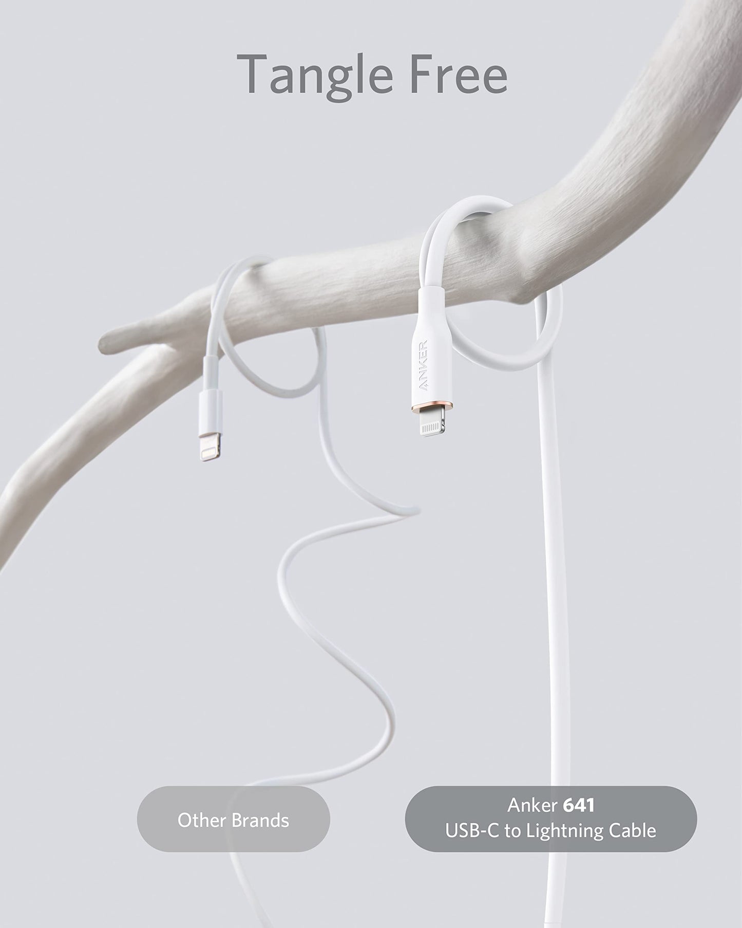 Anker USB C to Lightning Cable, MFi Certified Powerline III Flow Silicone Charging Cable for iPhone 13 13 Pro (Cloud White, 6ft)