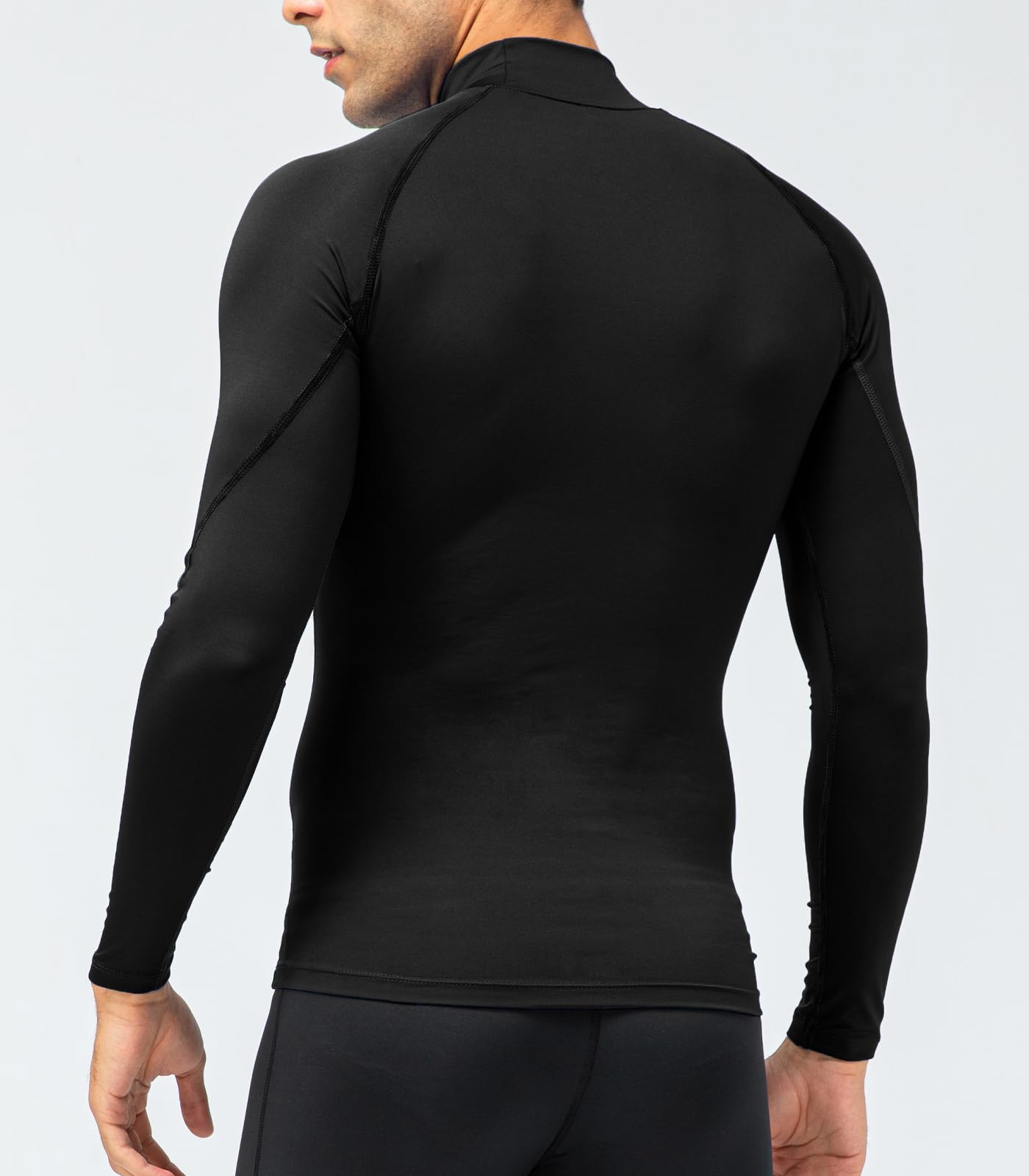 SPVISE Men's Compression Shirt Long Sleeve Mock Turtleneck Athletic Workout T-Shirts Running Tops Cool Gym Undershirts Black
