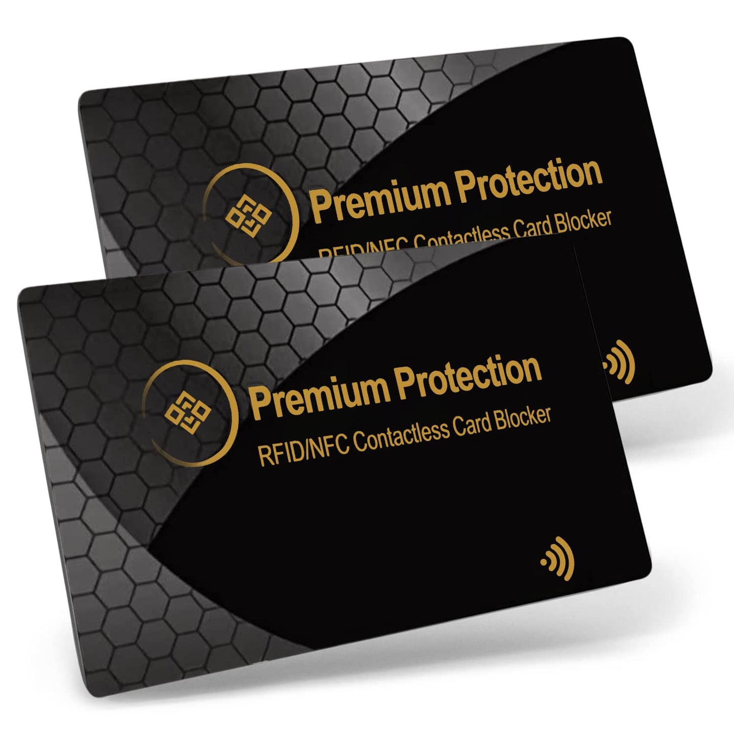 RFID/NFC Anti-Theft Blocking Fraud Protective Cards (Pack of 2) Wallet Protector for Contactless Scam-Proof Credit/Debit Cards, Passports Protection | (Gold)