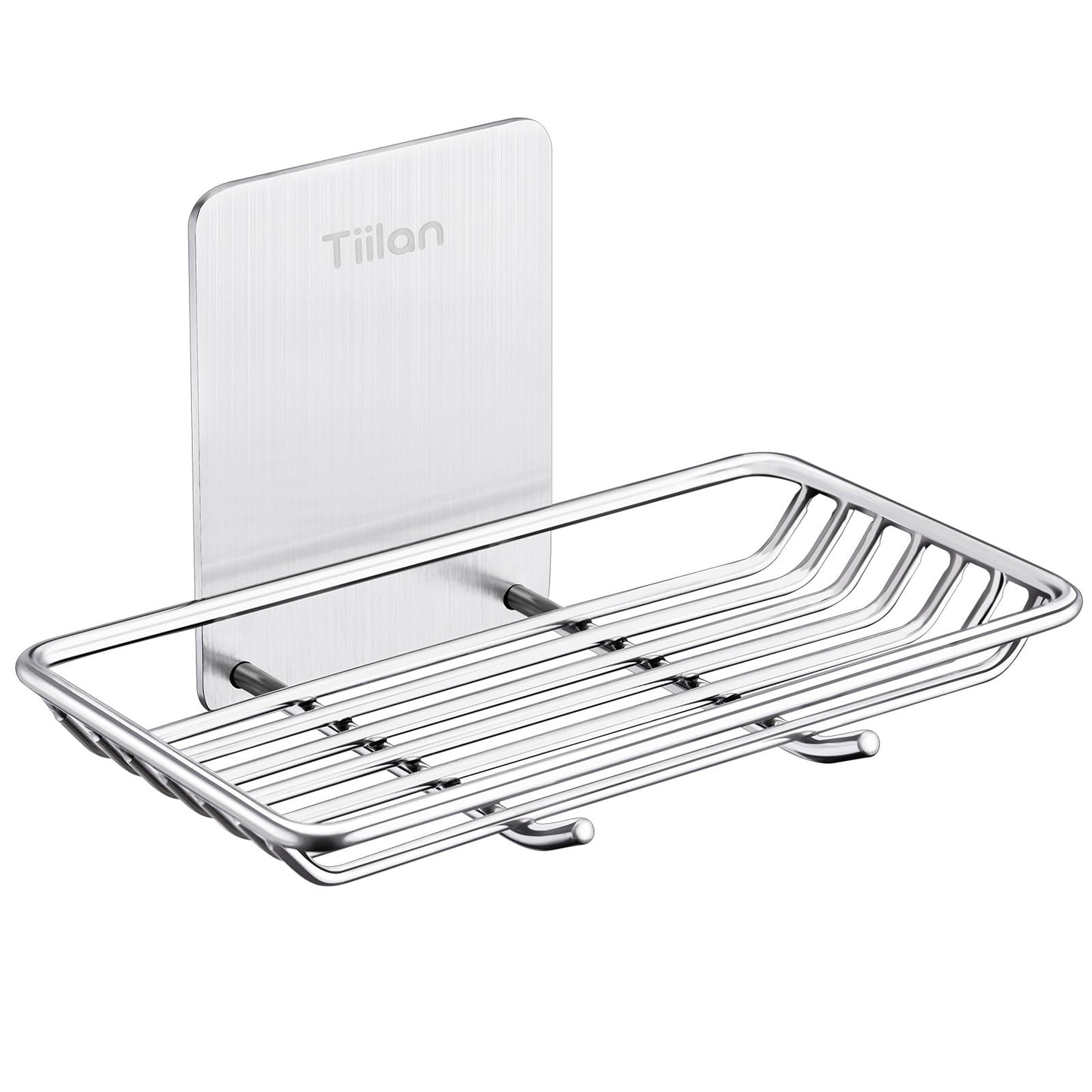 Tiilan Self Adhesive Bar Soap Dish for Shower, Bathroom Soap Holder Wall Mount – Stainless Steel, Silver
