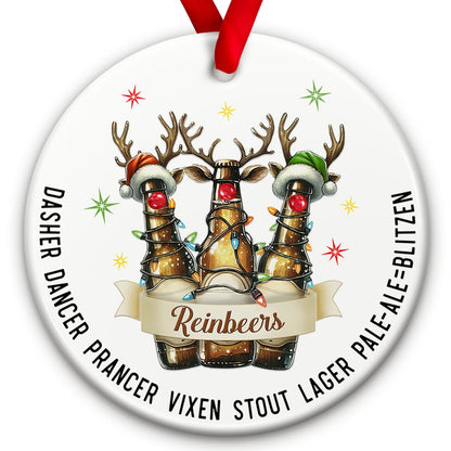 SOL VIBES Beer Christmas Ornaments 2026 - Funny Rein-Beers Ornament for Christmas Tree - Beer Bottle Reindeer Holiday Decoration, Exchange Gift Ideas for Beer Lovers, Friends, Coworkers