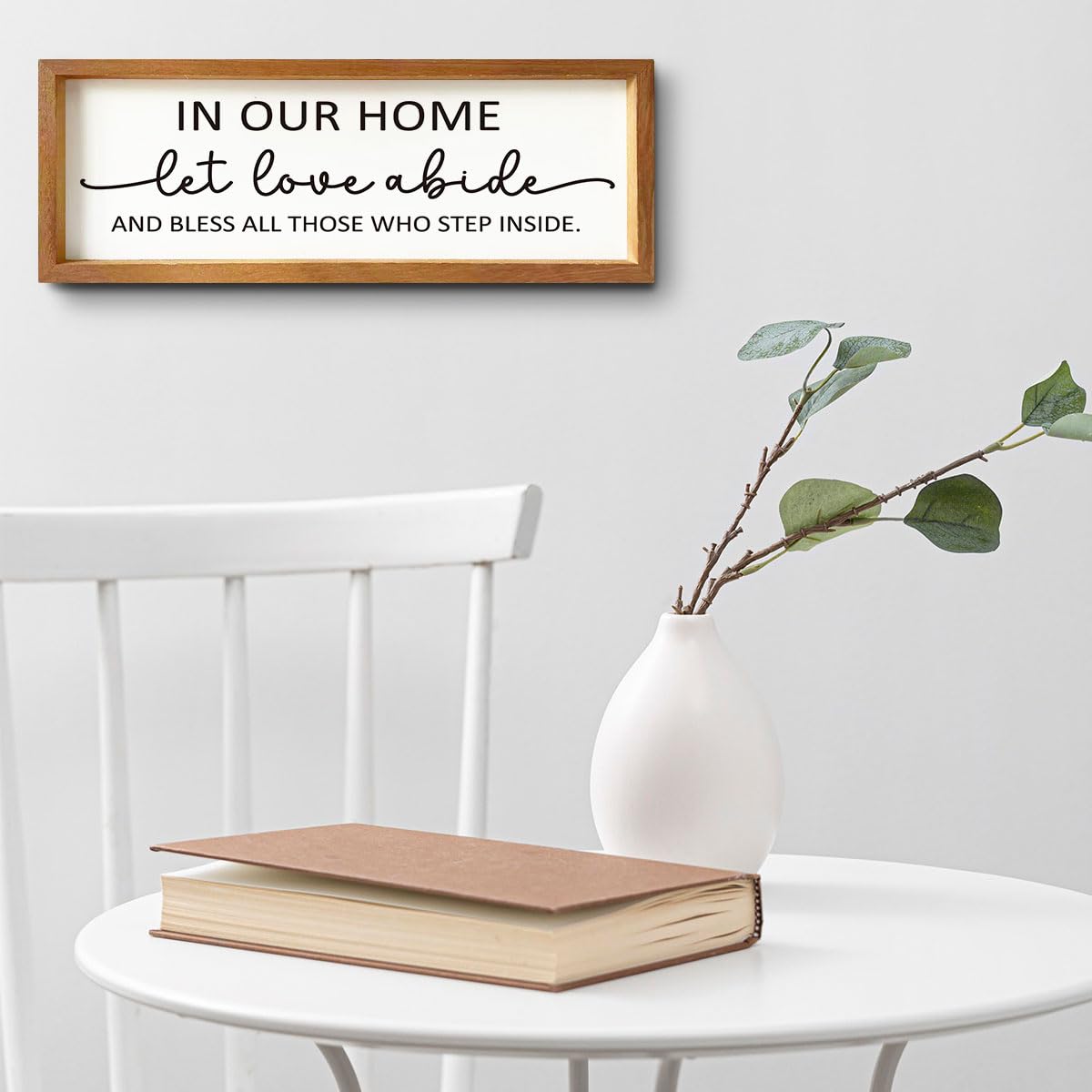 let love Abide Wood Picture Frame Rectangular Wall Decor for Warm Home Love and Blessings Entryway Decorations Housewarming Gifts Rustic Solid Wooden Sign for Tabletop or Hanging Display