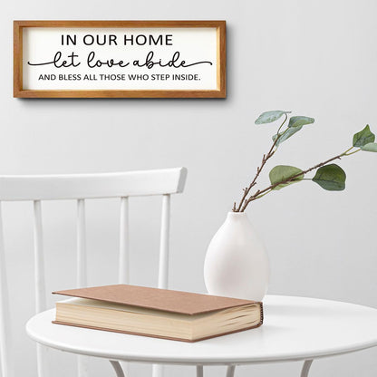 let love Abide Wood Picture Frame Rectangular Wall Decor for Warm Home Love and Blessings Entryway Decorations Housewarming Gifts Rustic Solid Wooden Sign for Tabletop or Hanging Display