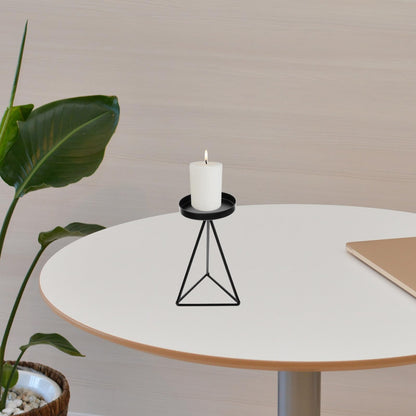 Ipetboom Geometric Iron Hollow Candlestick Holder Black Triangular Candle Pedestal for Dining Table Home Decor