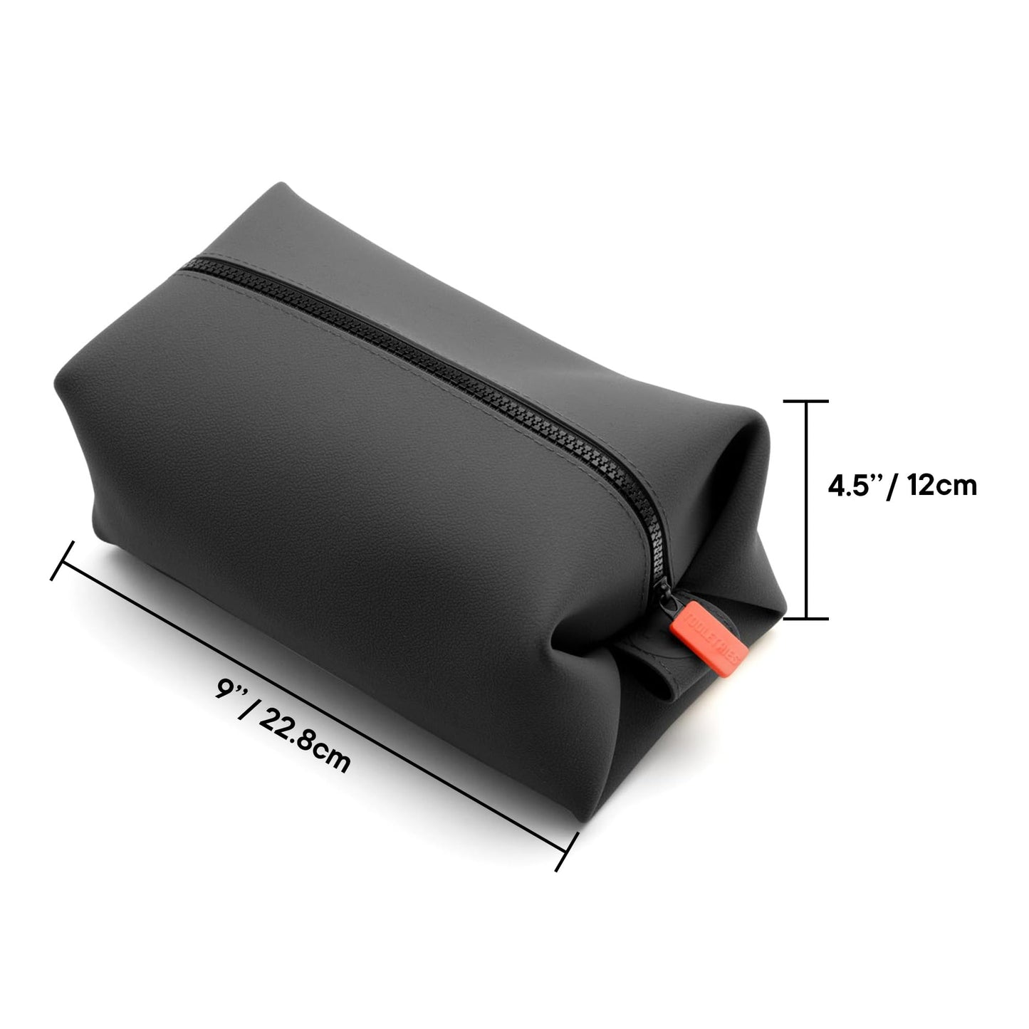 TOOLETRIES The Koby Dopp Kit - Silicone Toiletry Organizer, Bathroom Travel Bag - Heavy-Duty Zipper, Leak Resistance, Easy to Clean - 9" x 4.5" x 4.5" - Charcoal