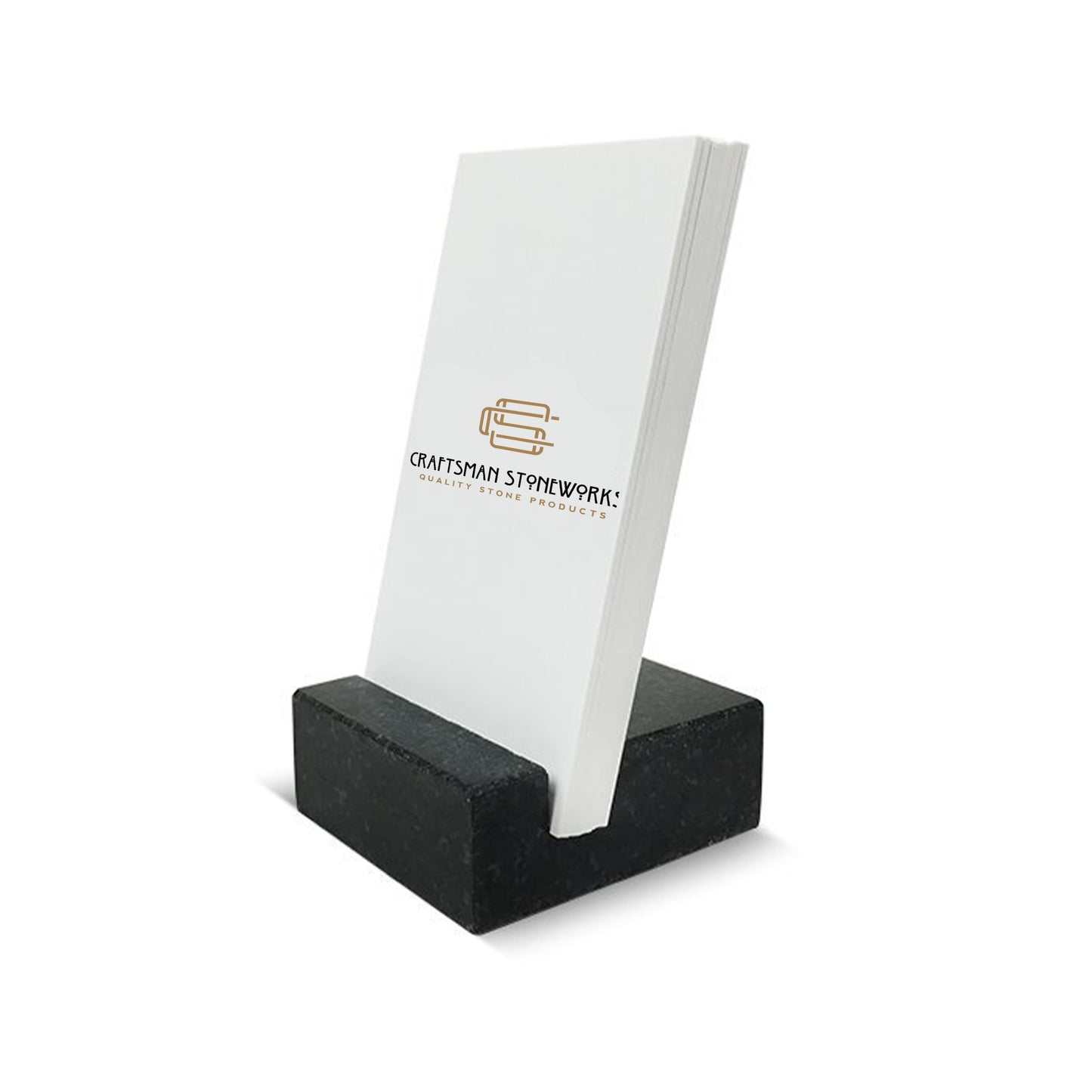 Vertical Business Card Holder for Desk - Black Granite Visiting Card Holder - Holds up to 20 Cards - Desktop Business Card Stand for Home & Office - Elegant & Luxurious Office Desk Accessories