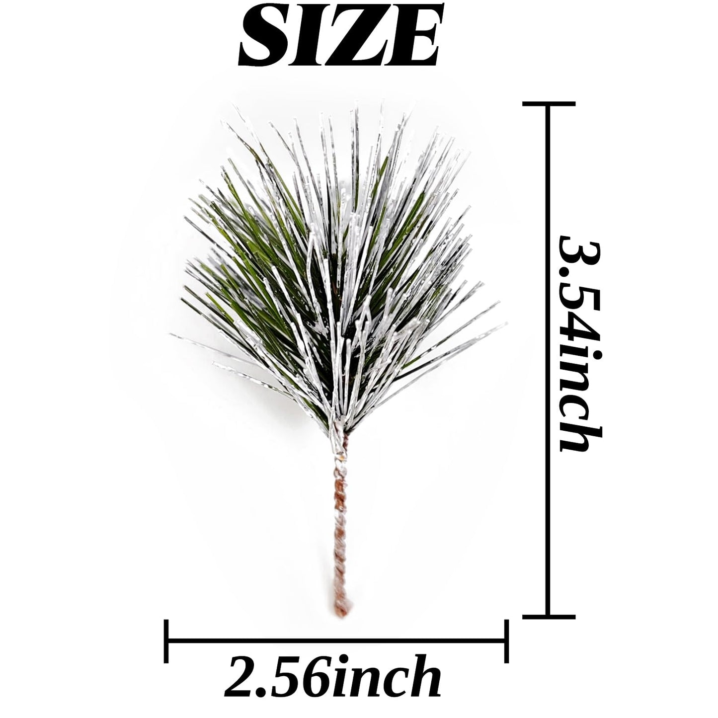 NSBELL 35PCS Artificial Green Pine Needles Branches, Small Pine Twigs Stems Picks, Fake Greenery Pine Picks for Christmas Garland, Wreath, Home Holiday Decoration (Green and White)