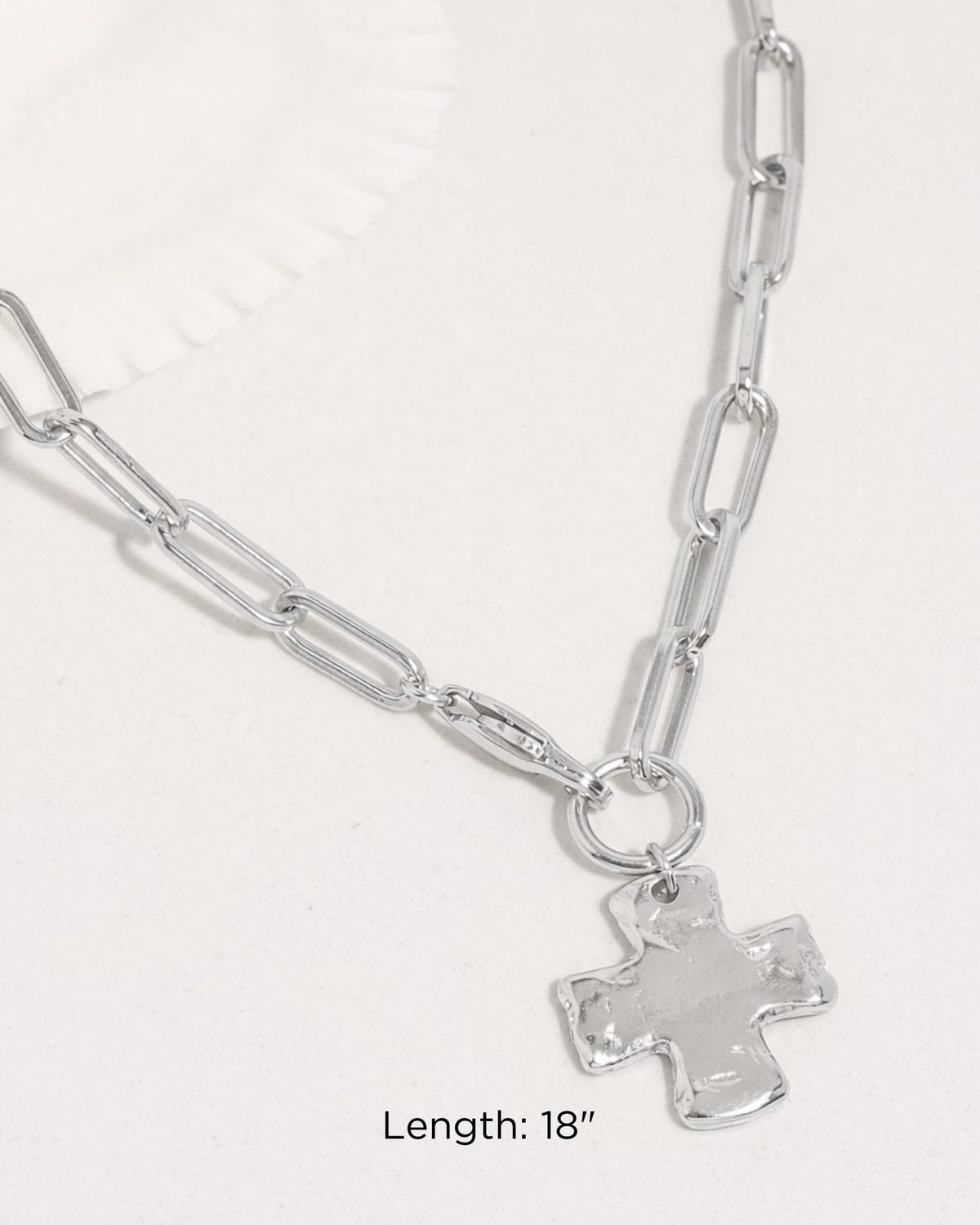 James Michelle The Original Silver Chunky Cross Chain Necklace for Women – 3-Year Color Guarantee – Waterproof, Non-Tarnish, Hypoallergenic, PVD Coated – Great for Beach, Weddings, Gifts – 20” Length