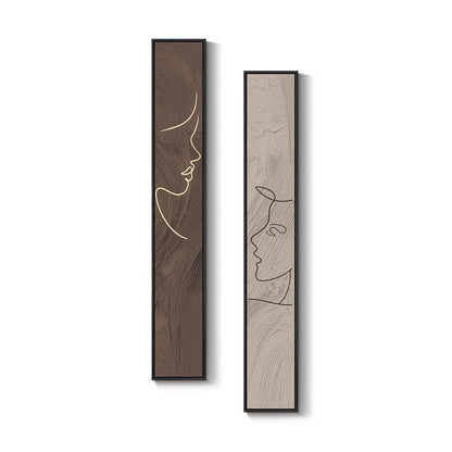 Long Narrow Framed Neutral Abstract Vertical Wall Art Set, 2 Piece Modern Canvas Prints Paintings Artwork for Walls, Beige and Brown Minimalist Pictures for Hallway Entryway Living Room Bedroom Decor