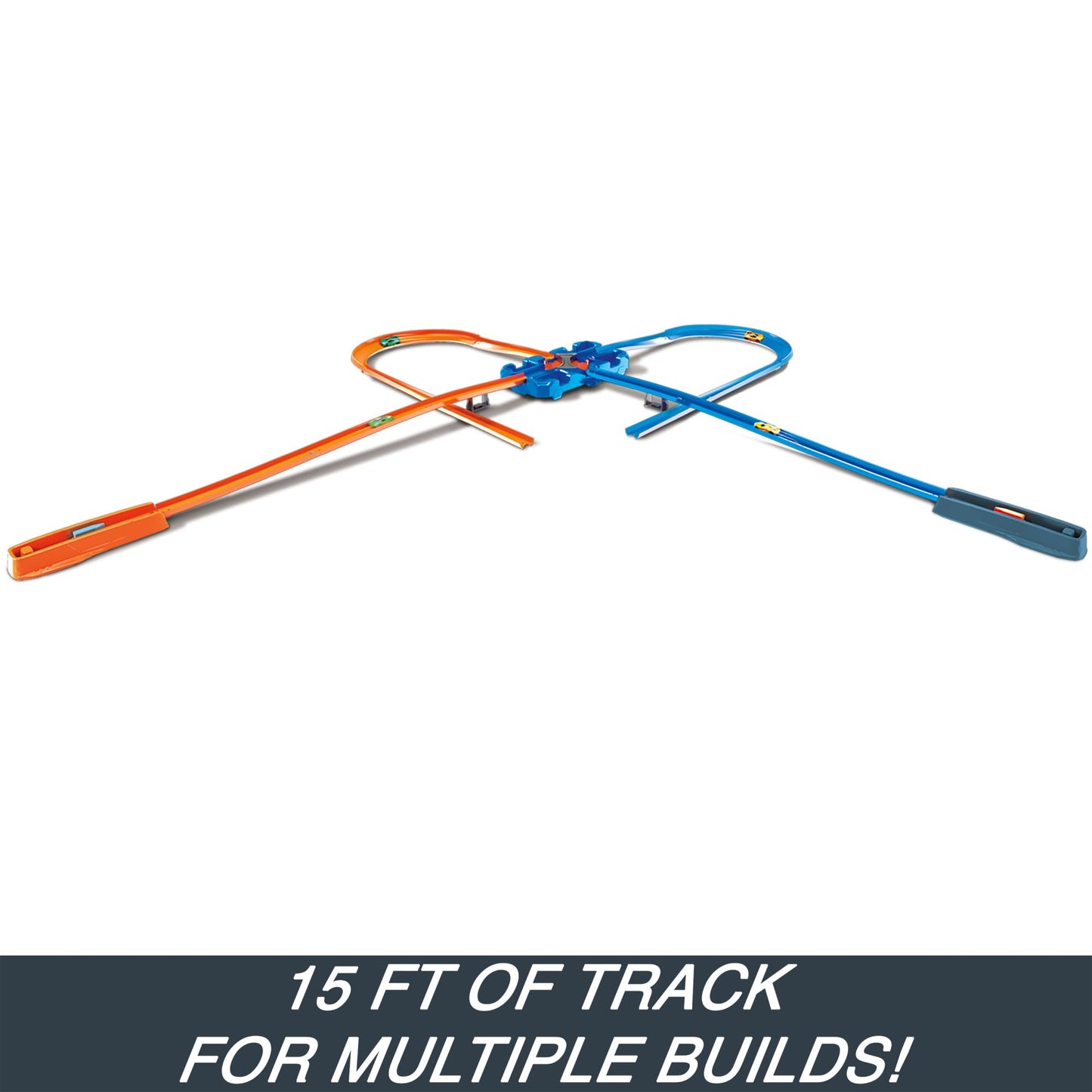 Hot Wheels Track Builder Deluxe Stunt Box, Over 5 metres Track Builder System, Head-to-Head Stunt Tracks with Dual Launchers, Includes 2 Toy Cars, Toys for Ages 6 Years and Up, One Pack, ‎GGP93