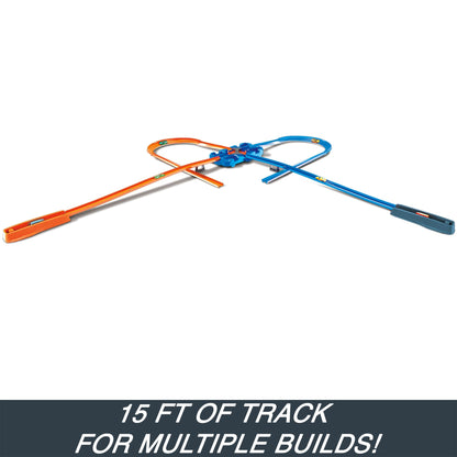 Hot Wheels Track Builder Deluxe Stunt Box, Over 5 metres Track Builder System, Head-to-Head Stunt Tracks with Dual Launchers, Includes 2 Toy Cars, Toys for Ages 6 Years and Up, One Pack, ‎GGP93