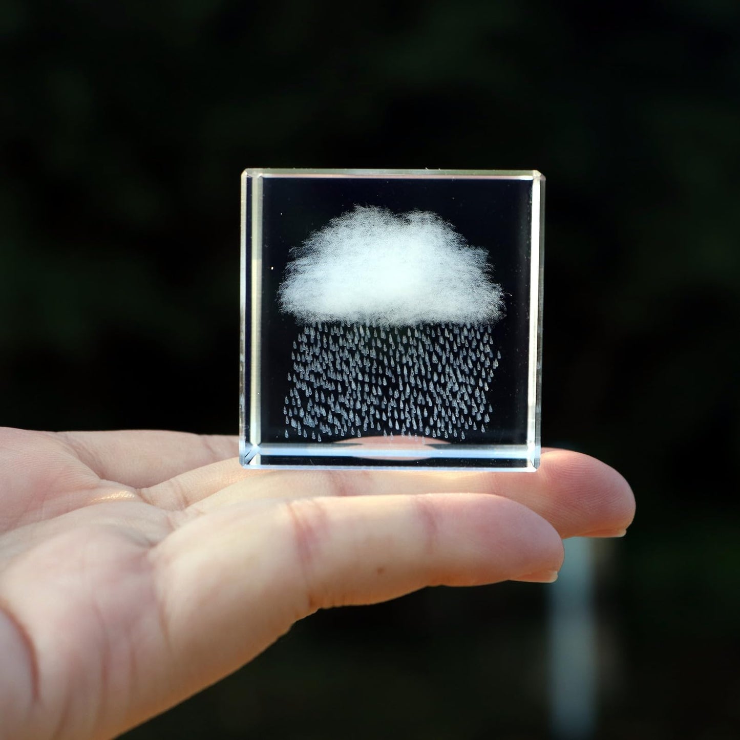 K9 Glass 3D Cloud Paperweight Cube Crystal Art of Ornaments Engraving for Home Feng Shui Decoration Rain Cloud 2