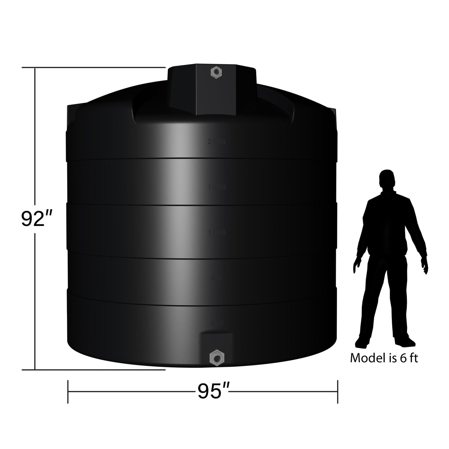 Elkhart Plastics 2500 Gallon Vertical Water Storage Tank, Plastic Water Tank for Collection, Holding, and Storage, UV-Resistant, for Rainwater Harvesting, Agricultural, RV, Emergency, and General Use