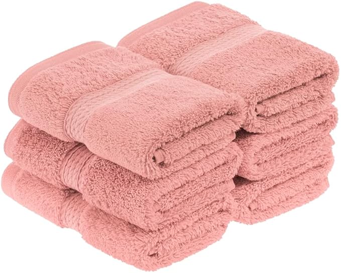 Superior Egyptian Cotton Pile Face Towel/Washcloth Set of 6, Ultra Soft Luxury