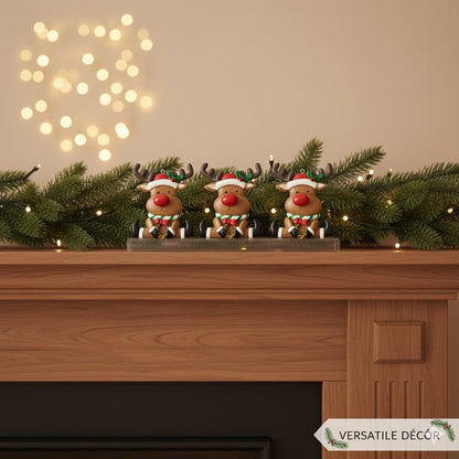 Set of 3 Cute Reindeer Hanging Christmas Tree Ornaments - Hand-Painted Resin Holiday Home Decor & Gift - Durable, Lightweight Xmas Decoration for Family, Friends, Teachers (Deer)