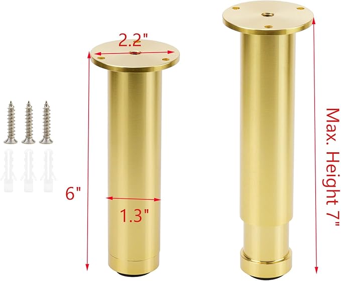 4 Pcs Gold Adjustable Sofa Legs Metal Modern Furniture Legs