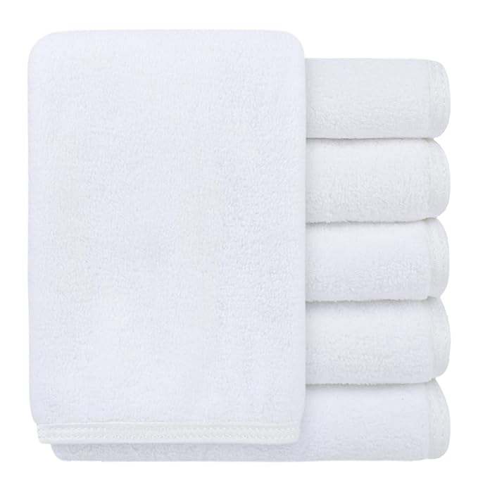SINLAND Absorbent Coral Velvet Washcloth Ultra Soft Microfiber Face Towels 12 x