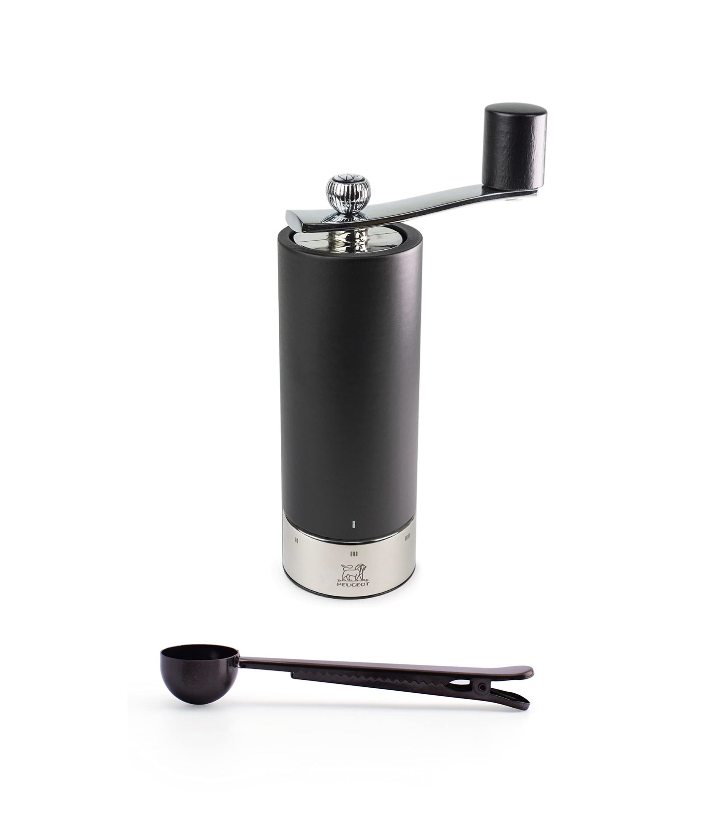 Peugeot Isen u'Select Salt & Pepper Mill Gift Set, 18cm-7in, Black - With Stainless Steel Spice Scoop & Clip (Pepper Mill)
