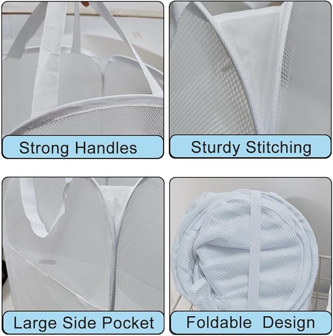 2Pcs Pop Up Hampers for Cruise, Folding Laundry Basket Space Saving Design