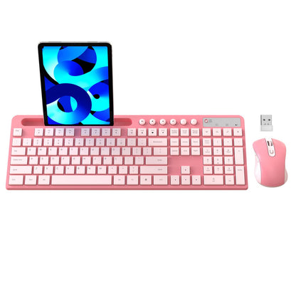 Wireless Keyboard and Mouse Combo, MARVO 2.4G Ergonomic Wireless Computer Keyboard with Phone Tablet Holder, Silent Mouse with 6 Button, Compatible with MacBook, Windows (Black)