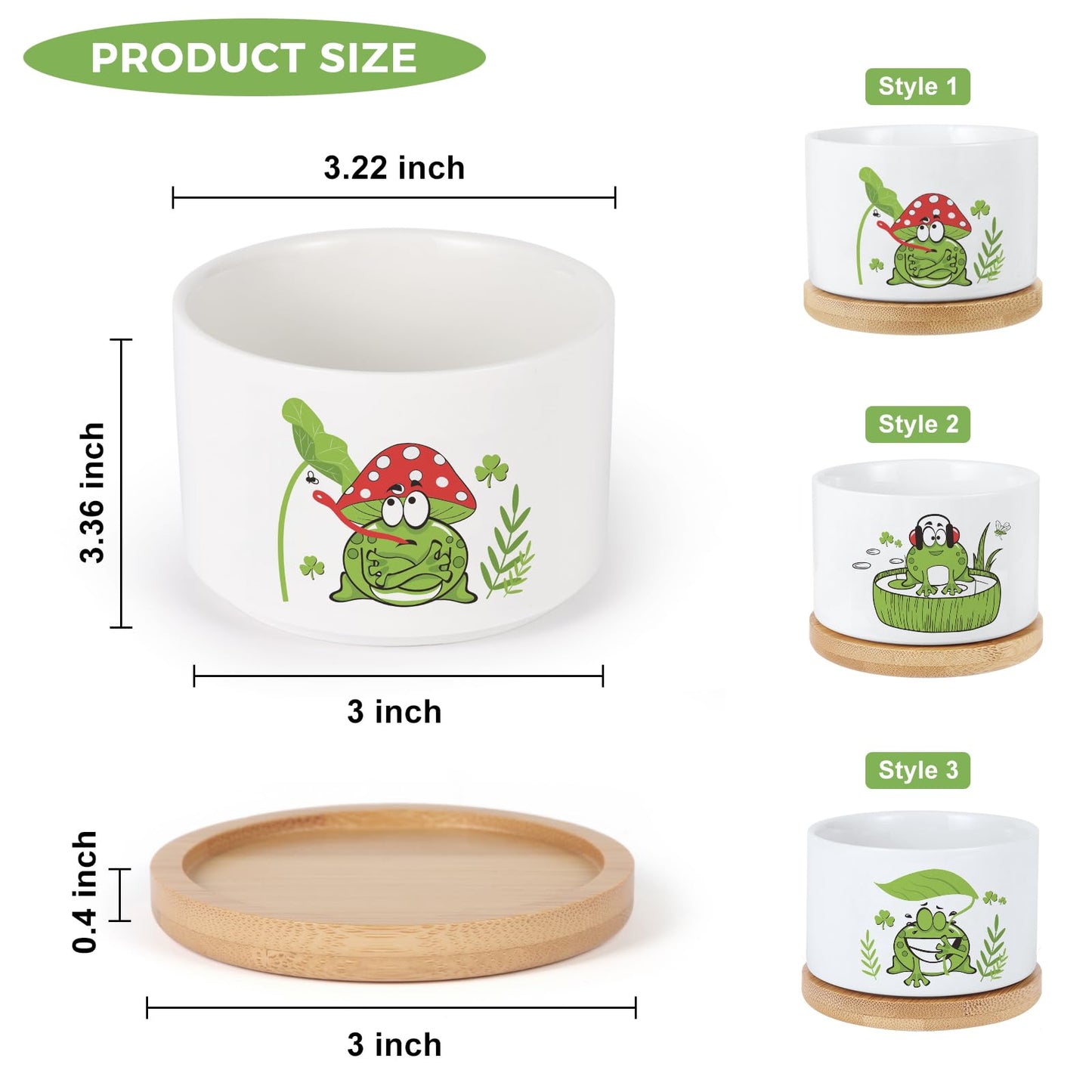 KONROOWEI 3 Pcs Frog Plant Pots,Funny Frog Planter Gifts for Women,for Indoor Plants Garden Planters Succulent Pots, with Drainage Holes and Saucer(No Plants)