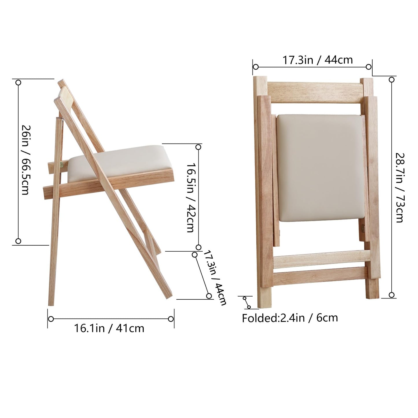 COMUHOME Wood Drop Leaf Folding Dining Table with 2 Drawers and 4 Wheels, Wood Padded Folding Chairs Set of 2, Space Saving Dining Table with 2 Chairs
