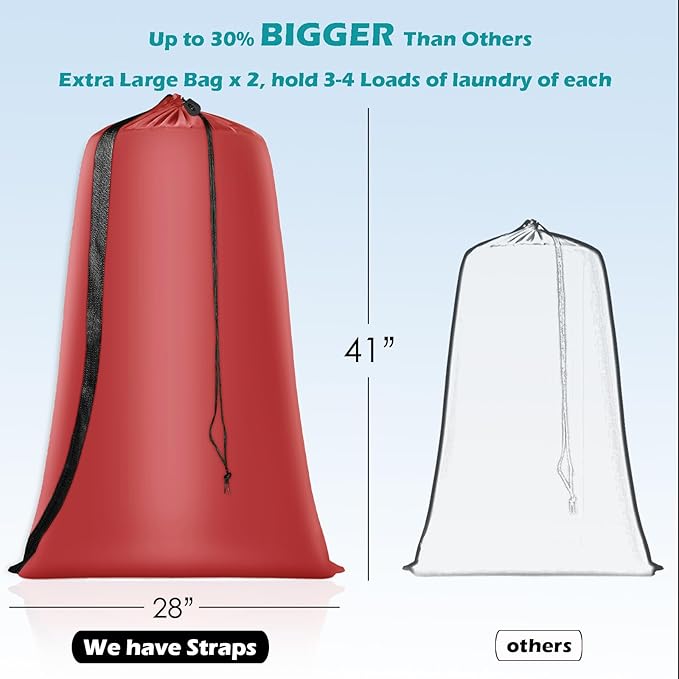 Heavy Duty Laundry Bag 2 Pack XL Nylon Laundry Bags