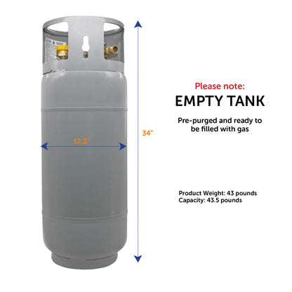 Flame King 43.5LB Steel Forklift Propane Tank with Gauge, DOT and TC Compliant, Rugged-Designed, Larger Than Standard Forklift Tanks
