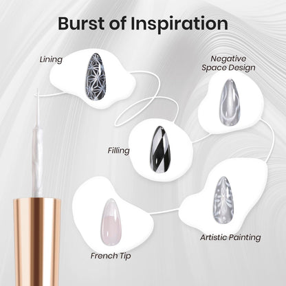 Beetles Nail Stamp, 4Pcs French Tip Tool Easy Manicure Nail Stamper Single Head Soft Silicone Long & Short French Tip Stamp Tool with 2Pcs Nail Scraper Decorations Gift for Women