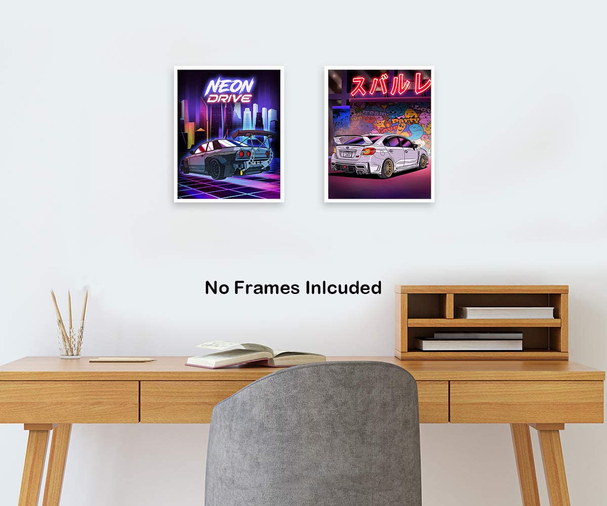 Modern Car Posters Classic Supercar Wall Art Prints, Cool Racing Ferrari Lamborghini McLaren Pagani Canvas Posters for Man Cave Boys Room Wall Decor, Sports Car Art Prints, Set of 4 (8"x10" Unframed)