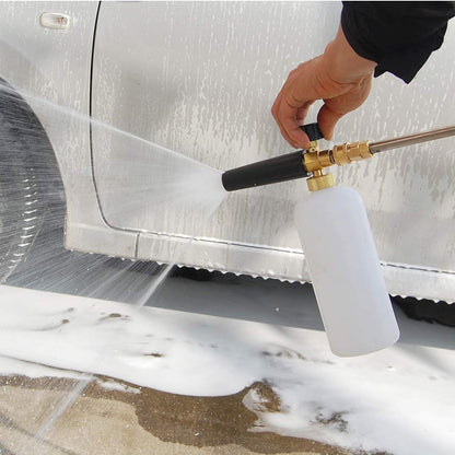 Snow Foam Lance 1/4" Quick Release Car Wash Foam Cannon Pot with Adjustable Nozzle, High Pressure Washer Soap Dispenser Bottle (1L)