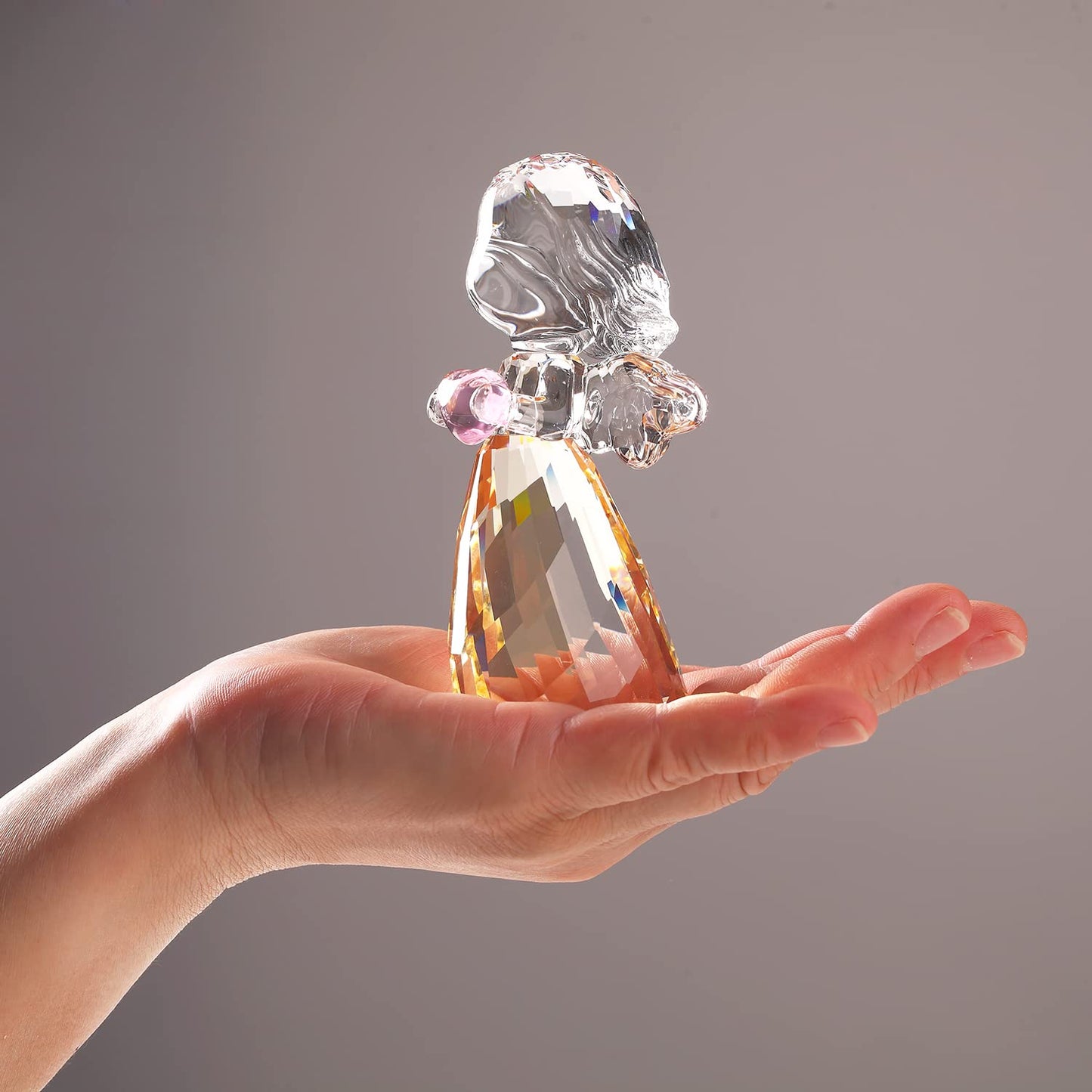 DOJOZ Crystal Little Angel Christmas Birthday Gifts Cherub Figurine Paperweight Decor Ornaments Art Collecible (Purple)