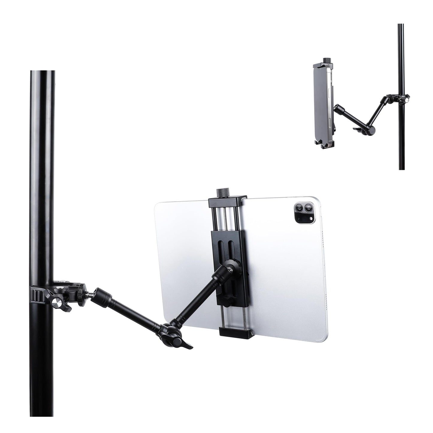 Leenconghui Exercise Bike Tablet Mount for iPad – Adjustable Spin Bike & Treadmill iPad Holder Stand, Compatible with Microphone Stands, Stationary Bicycles, and Devices Ranging from 4.7 to 13 Inches