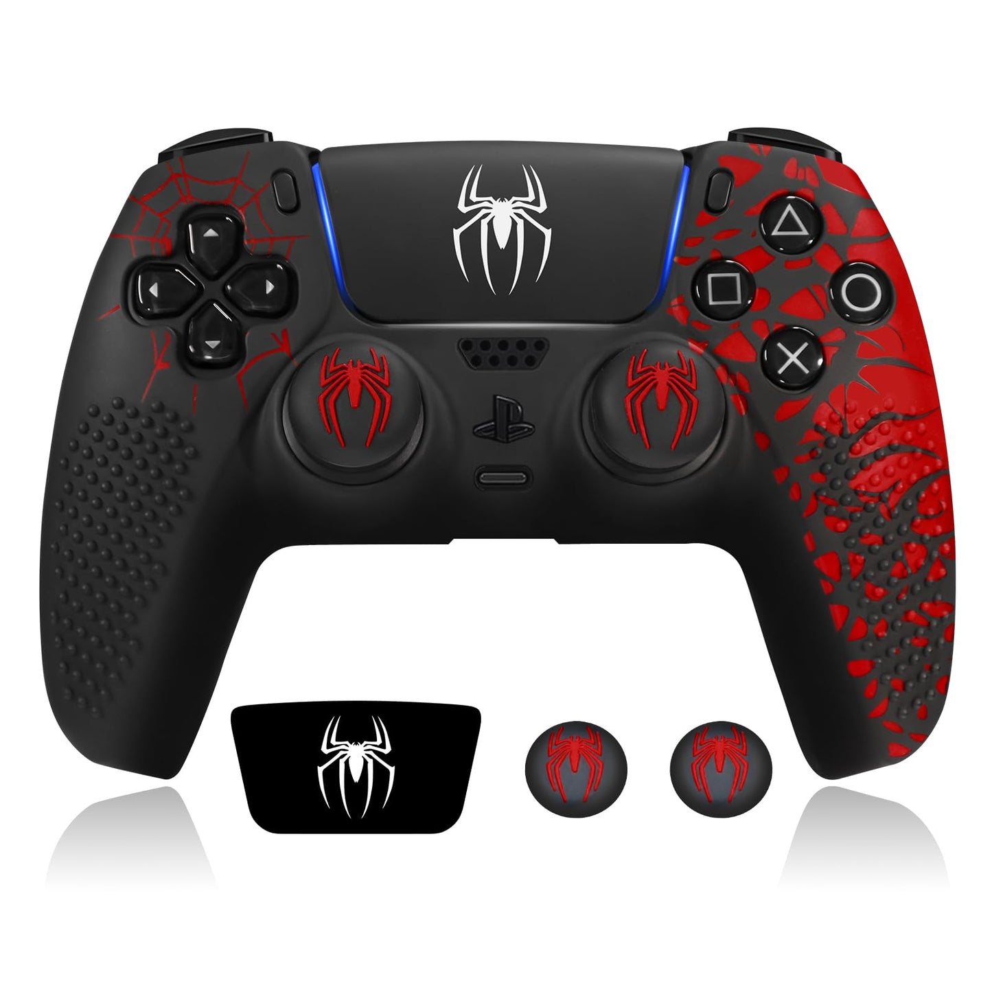 JORREP Anti-Slip PS5 Controller Skin, PS5 Controller Accessories, Non-Slip Silicone PS5 Controller Cover Case with Thumb Grip Gaps, Touch Pad Sticker and Cover Wrap Stickers