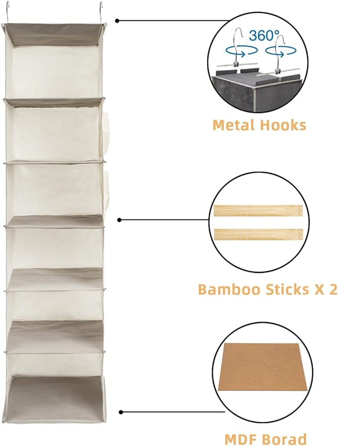 6-Shelf Hanging Closet Organizer and Storage, Collapsible Hanging Shelves