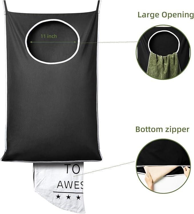KEEPJOY XL Black Door Hanging Laundry Hamper, 36.5" x 22.5" Large Capacity