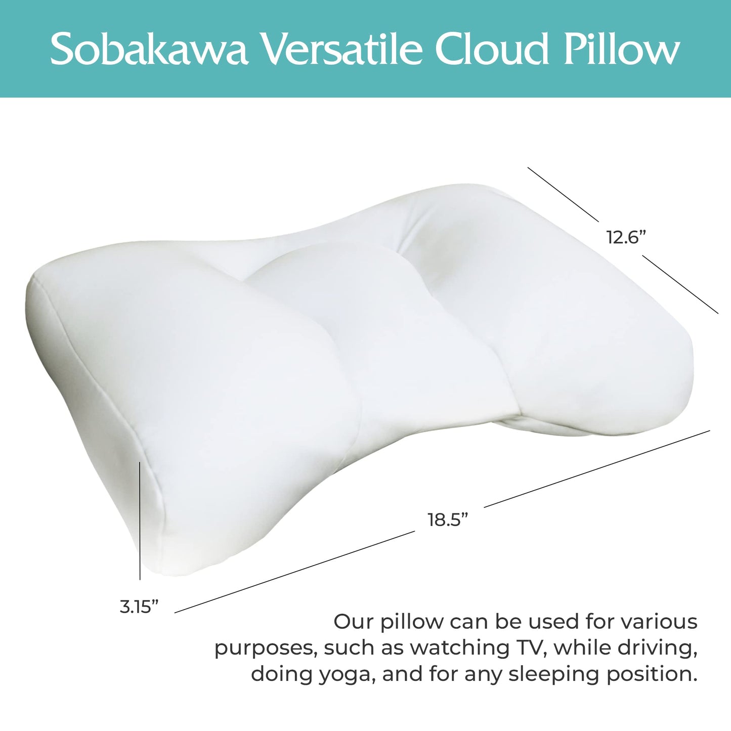 Sobakawa Cloud Pillow with Microbead Fill- Microbead Pillow- Contoured-Shaped Pillow for Neck and Head- Support Pillow for Sounder Sleep- Microbead Pillow for Sleeping- White