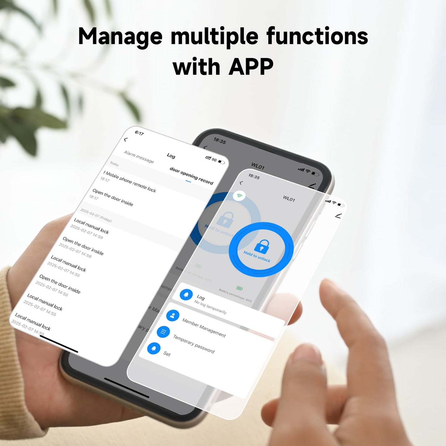 Smart Door Lock with Handle, Keyless Entry Door Lock Deadbolt Handle Set, Built-in WiFi Deadbolt Smart Lock for Front, Fingerprint, Keypad Code, App Control, Voice Control