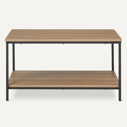 Amazon Basics Rectangular Coffee Table with Bottom Shelf, Living Room Center Table, Wooden, 19.9" D x 31.5" W x 16.5" H
