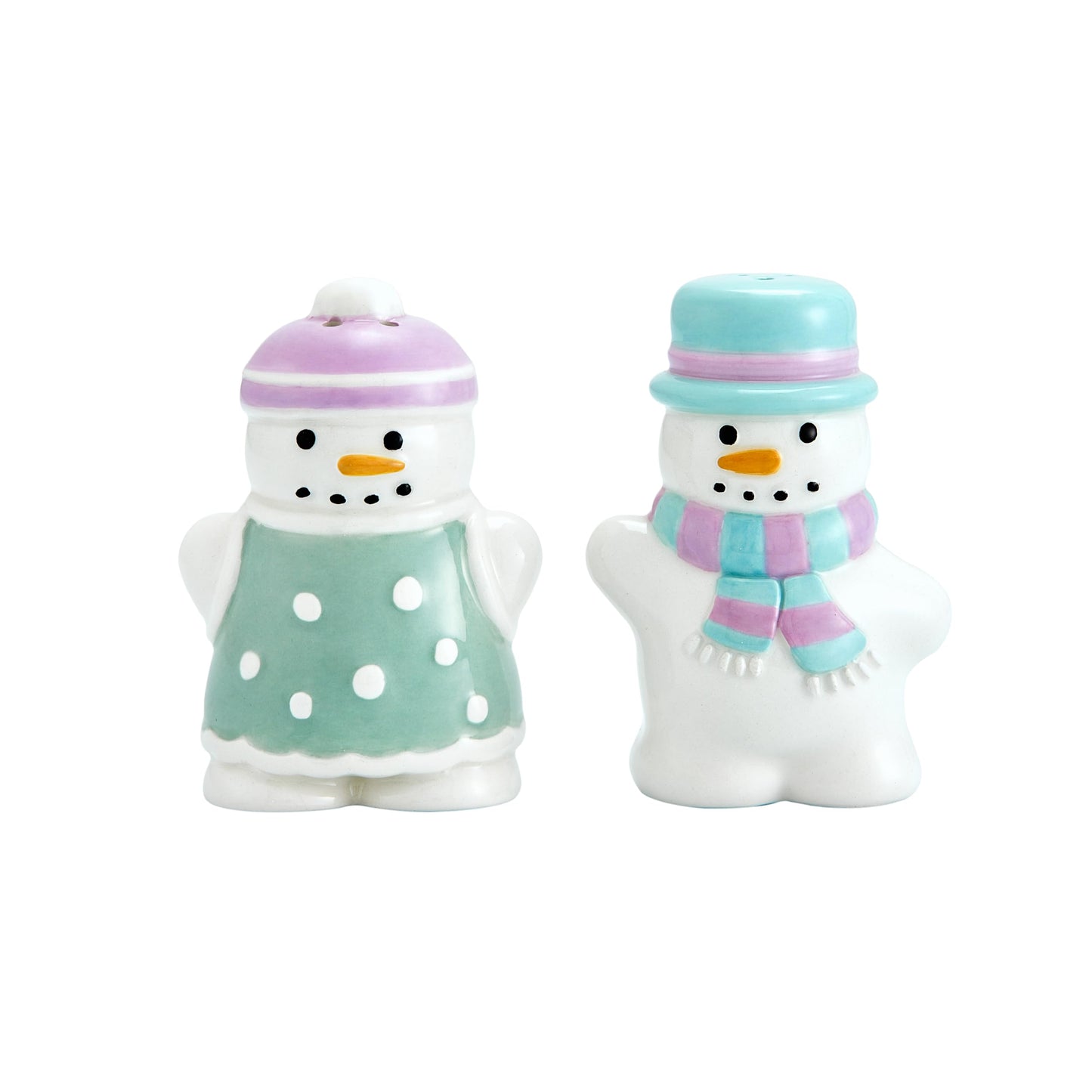 Bico Snowman Ceramic Hand Painted Salt & Pepper Shaker Set, Cute Christmas Decor, Dishwasher Safe