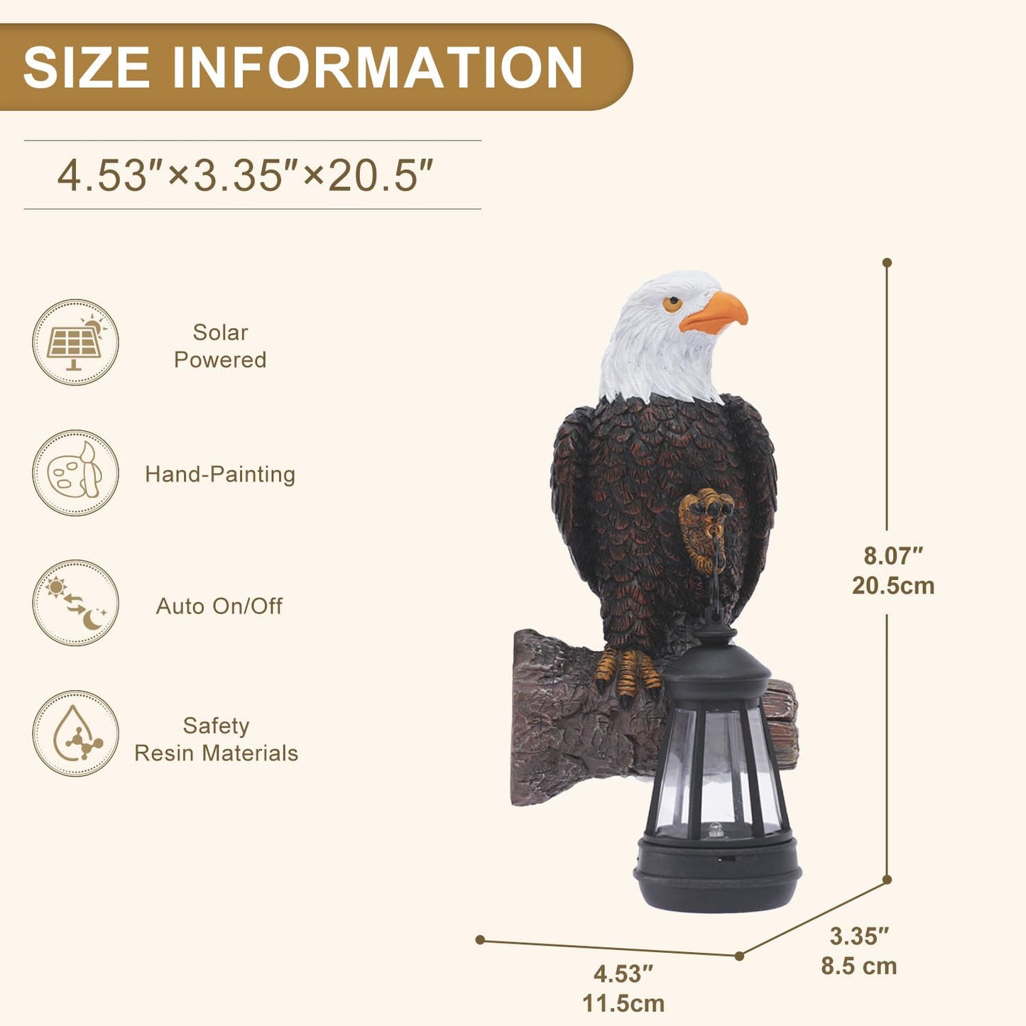 Fashionoda Eagle Tree Hugger with Solar Lantern - Resin Eagle Statue for Outdoor Garden Decor - Ideal Eagle Housewarming & Birthday Gifts for Grandma Mom Women