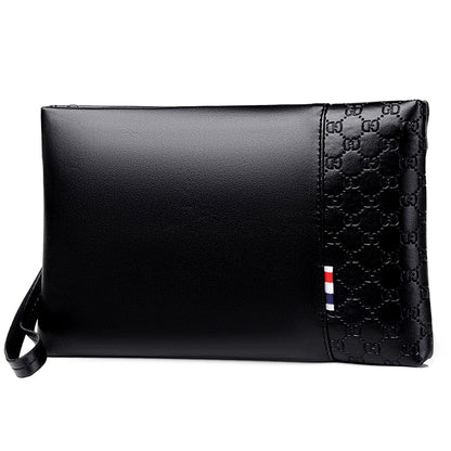 A-QMZL Clutch Bag Men's PU Leather Elegant Handbag Large Capacity Pochette Envelopes Handbags Card Slot Pockets Zipper Wallets Man with Strap Wrist Bag Business Casual Travel Office