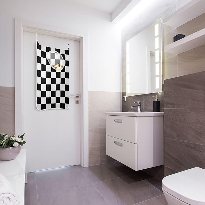Checkered Black and White Hanging Laundry Hamper Door Hampers Bag Basket
