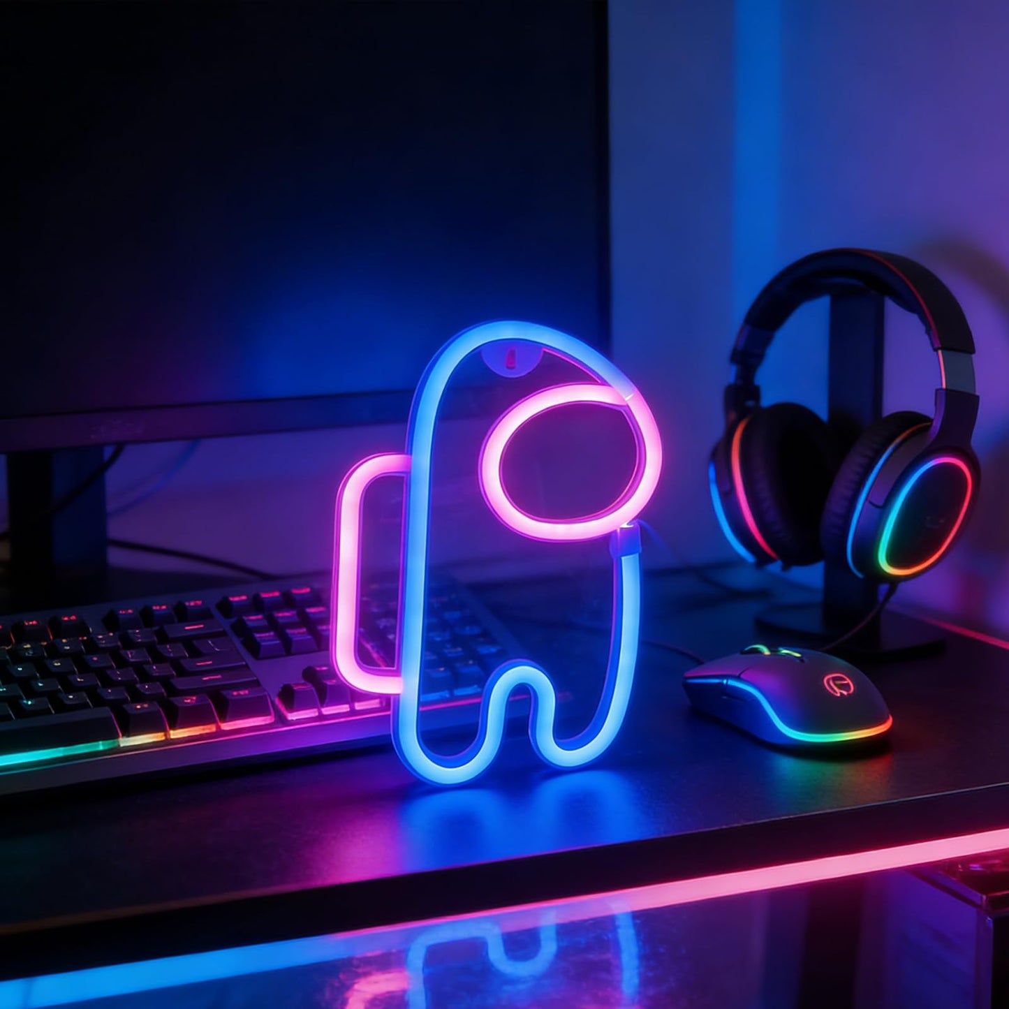 QiaoFei Alien Neon Sign Lights Astronaut with USB or Battery Operated for Kid's Room Bedroom Bar Restaurant Game Room Christmas Valentine's Day Birthday Party Gift LED Art Decoration Light.
